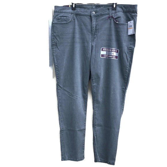 Gloria V Womens JEANS Plus 24W Gray Skinny Stretch - Picture 3 of 8